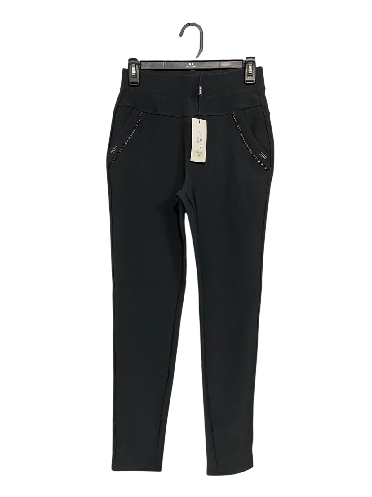YU & ME |S| WAIST 26| A58| BLACK ZIP-POCKET TECHNICAL UTILITY TROUSERS