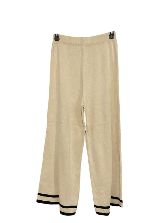 |S| WAIST 26| A58| BEIGE CONTRAST-STRIPE KNIT TECHNICAL UTILITY TROUSERS