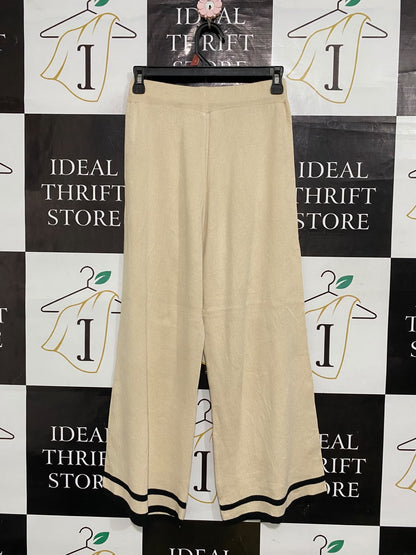 |S| WAIST 26| A58| BEIGE CONTRAST-STRIPE KNIT TECHNICAL UTILITY TROUSERS