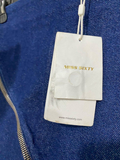 MISS SIXTY |XS| WAIST 26| A58| BLUE ASYMMETRIC ZIP-DETAIL TECHNICAL UTILITY DENIM SKIRT