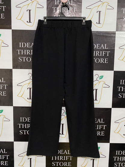 |XL| WAIST 30| A58| BLACK CENTER-SEAM WIDE-LEG TECHNICAL UTILITY TROUSERS