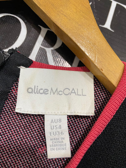 ALICE MCCALL |S| BUST 14| A58| BLACK FLORAL-EMBROIDERED KNIT TECHNICAL UTILITY MIDI DRESS