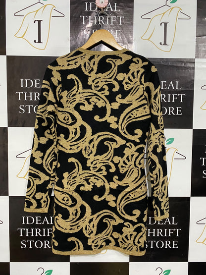 JV SELECTION |S| BUST 17| A58| BLACK & METALLIC GOLD BAROQUE-PATTERN TECHNICAL UTILITY MINI DRESS