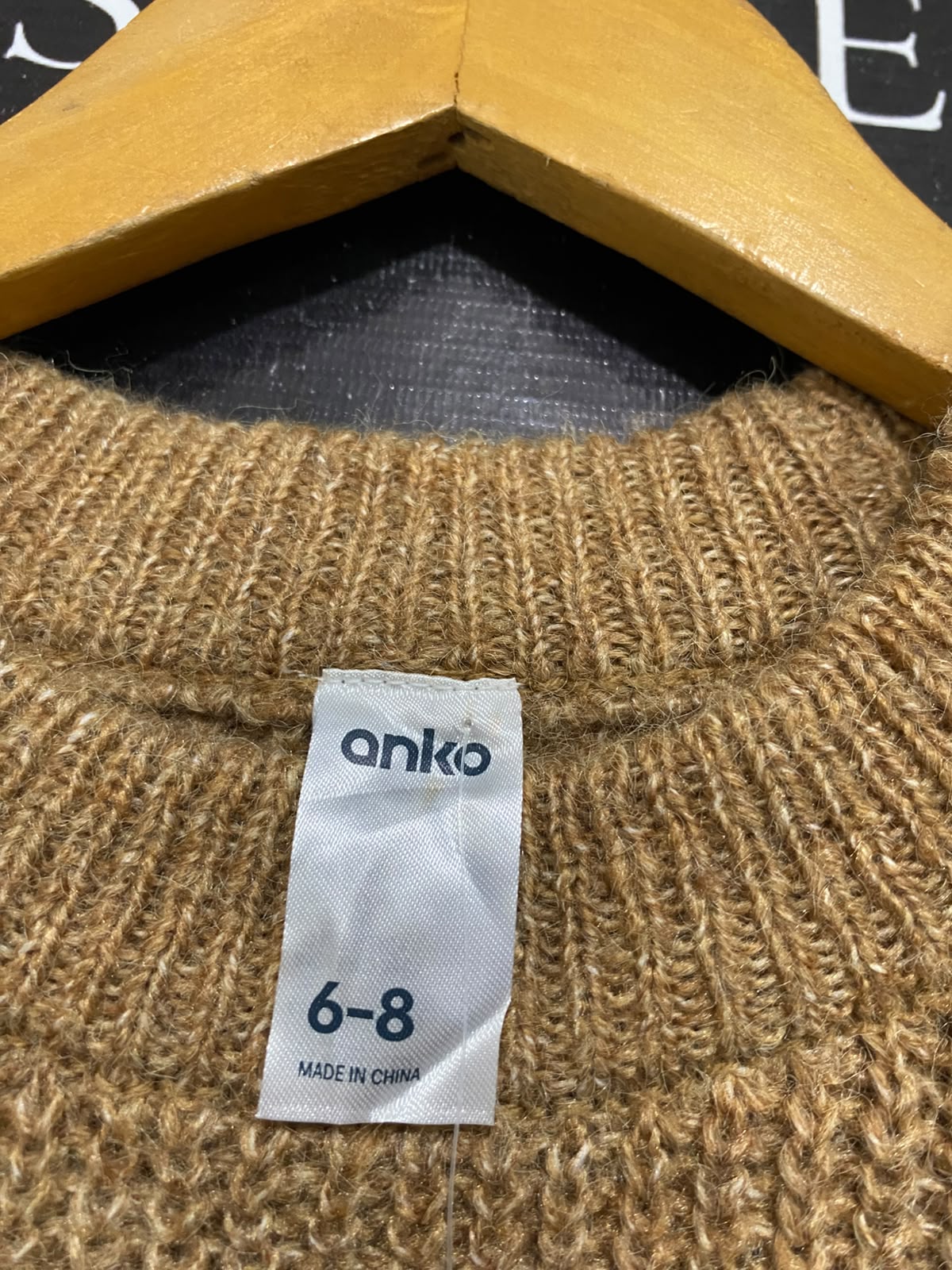 ANKO |M| BUST 21| A58| CAMEL RIBBED-KNIT CREWNECK TECHNICAL UTILITY SWEATER