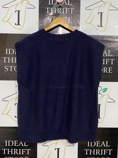 YARRA TRAIL |XL| BUST 23| A58| NAVY BLUE CABLE-KNIT SLEEVELESS TECHNICAL UTILITY VEST