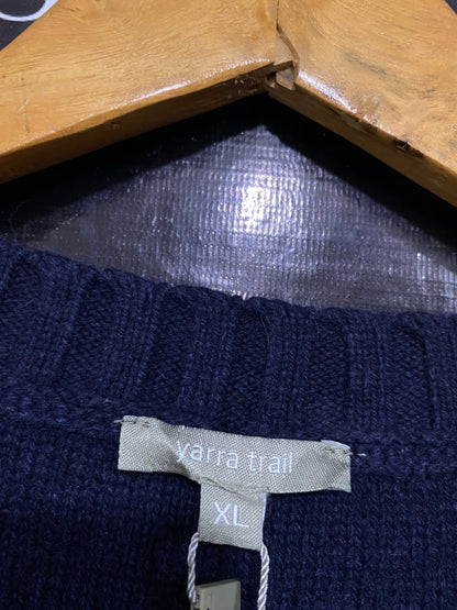 YARRA TRAIL |XL| BUST 23| A58| NAVY BLUE CABLE-KNIT SLEEVELESS TECHNICAL UTILITY VEST