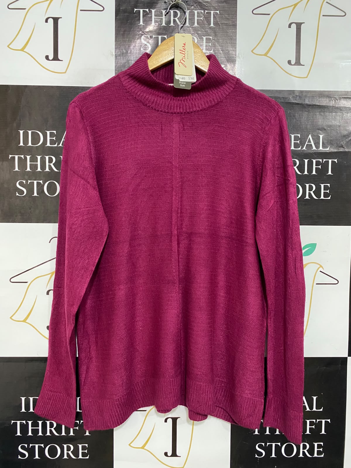 MILLERS |M| BUST 21| A58| MAGENTA MOCK-NECK TECHNICAL UTILITY KNIT SWEATER