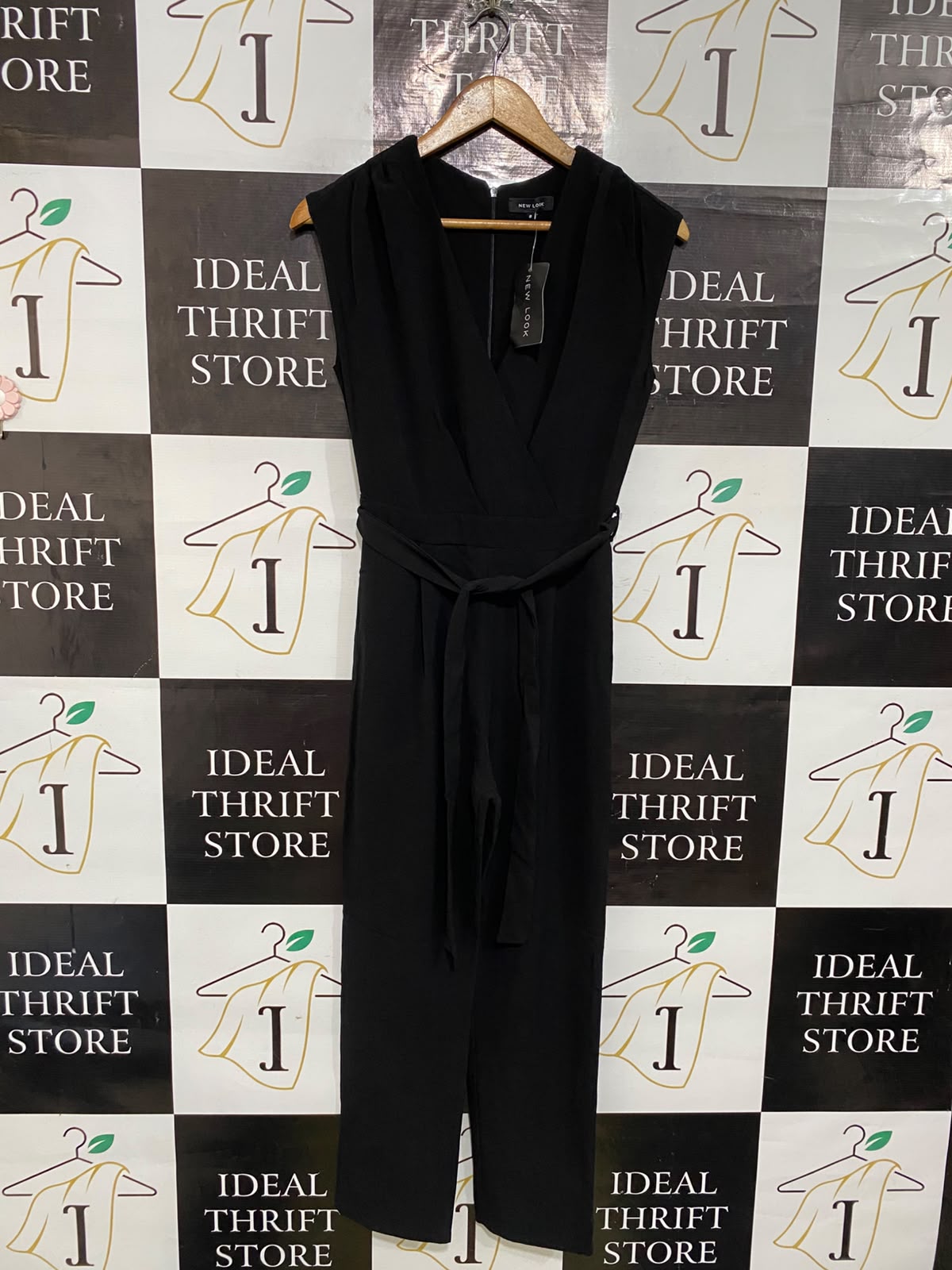 NEW LOOK |S| BUST 16| A58| BLACK SLEEVELESS BELTED TECHNICAL UTILITY JUMPSUIT