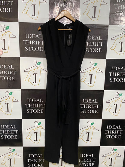 NEW LOOK |S| BUST 16| A58| BLACK SLEEVELESS BELTED TECHNICAL UTILITY JUMPSUIT