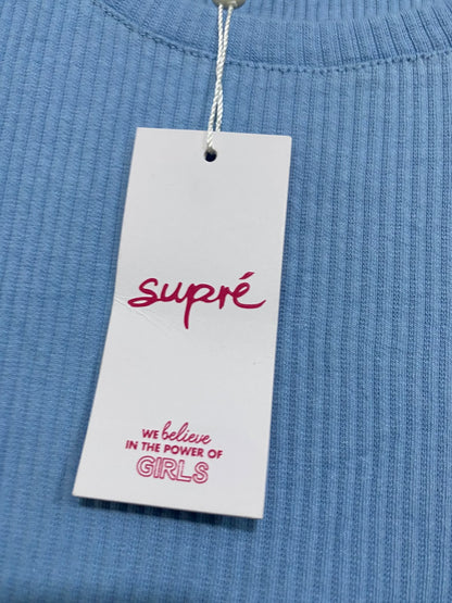 SUPRE |M| BUST 16| A58| LIGHT BLUE SHORT-SLEEVE RIBBED-KNIT TECHNICAL UTILITY MINI DRESS