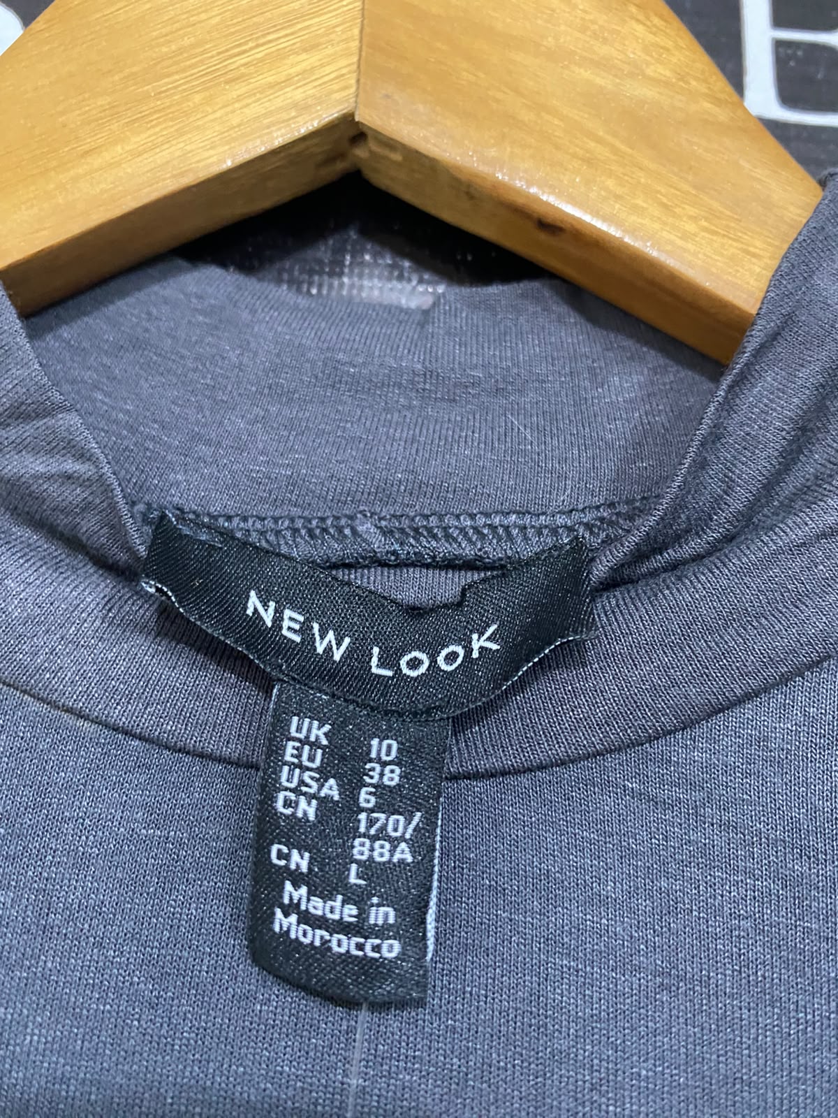 NEW LOOK |M| BUST 14| A58| CHARCOAL GREY MOCK-NECK SHEER DOT-SLEEVE TECHNICAL UTILITY TOP