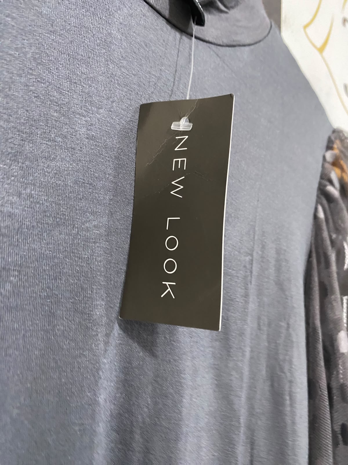 NEW LOOK |M| BUST 14| A58| CHARCOAL GREY MOCK-NECK SHEER DOT-SLEEVE TECHNICAL UTILITY TOP