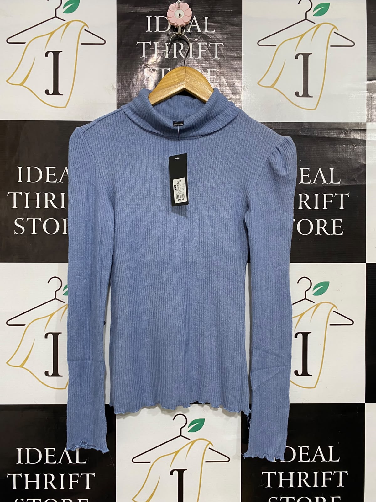 STREETWEAR SOCIETY |S| BUST 15| A58| BLUE RIBBED TURTLENECK TECHNICAL UTILITY TOP