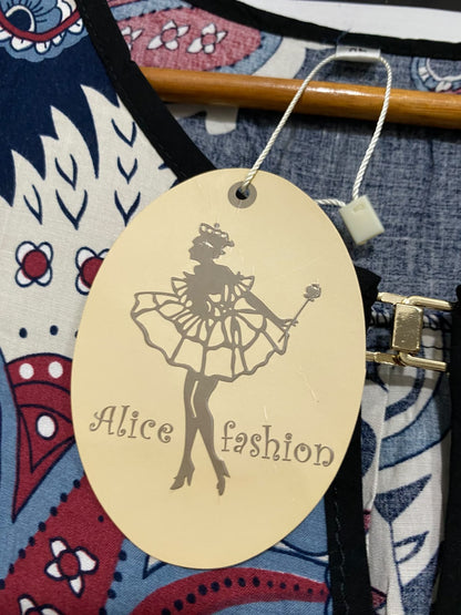 ALICE FASHION |XL| BUST 21| A58| BOHEMIAN TRADERS NAVY & MULTI PAISLEY-PRINT TECHNICAL UTILITY TUNIC DRESS