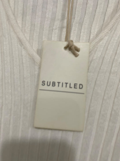 SUBTITLED |S| BUST 12| A58| OFF-WHITE RIBBED-KNIT V-NECK BELTED TECHNICAL UTILITY MIDI DRESS
