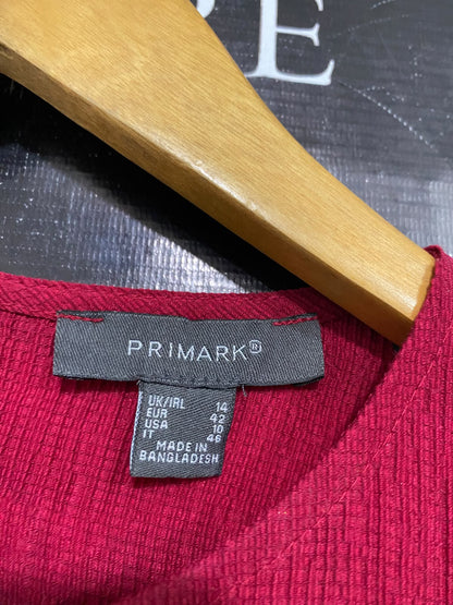 PRIMARK |L| BUST 20| A58| MAGENTA CREWNECK PUFF-SLEEVE TECHNICAL UTILITY MINI DRESS