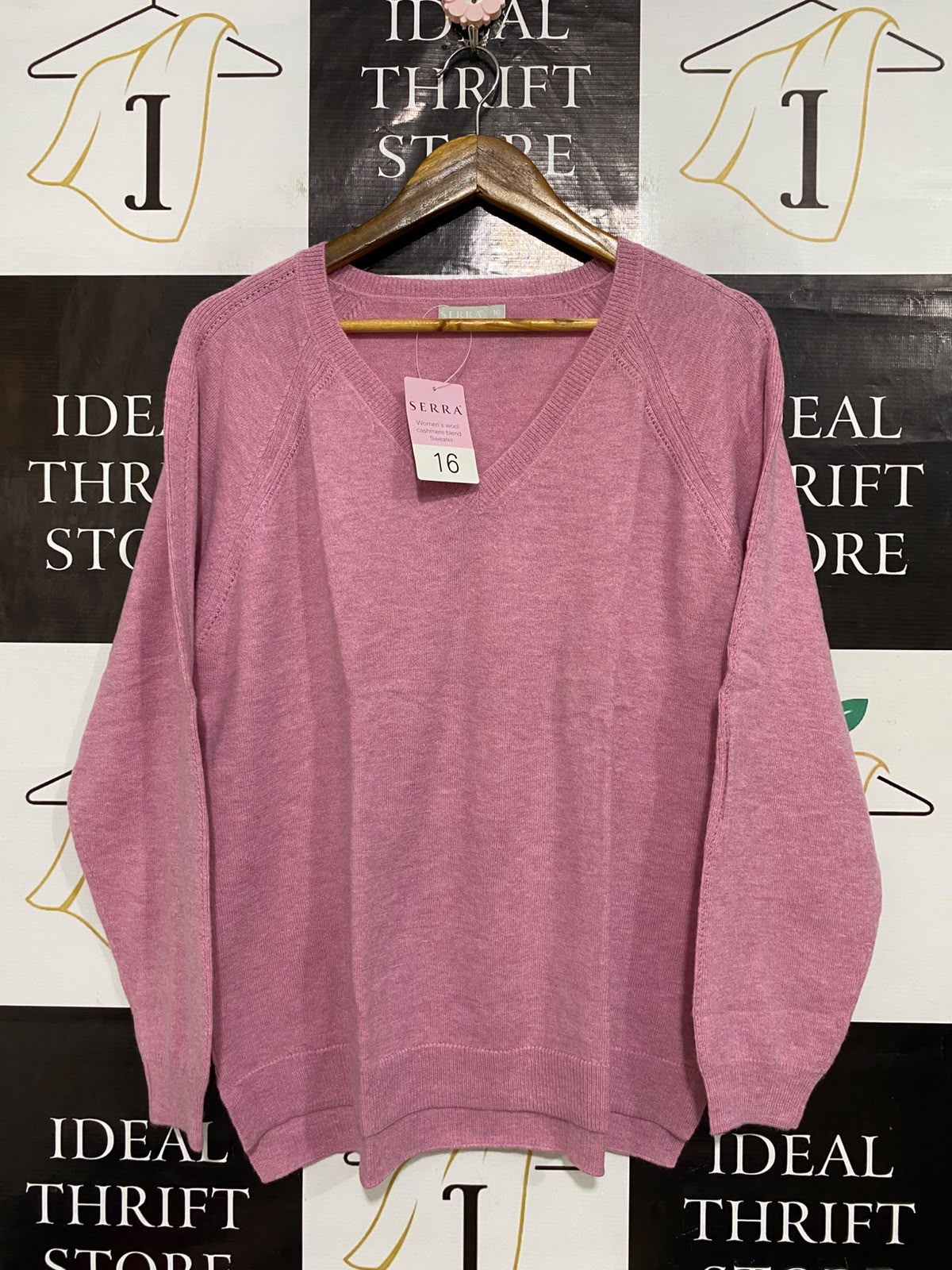 SERRA |L| BUST 22| A58| DUSTY PINK V-NECK TECHNICAL UTILITY SWEATER