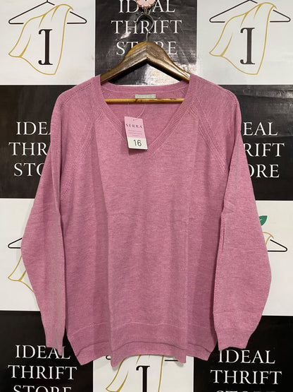 SERRA |L| BUST 22| A58| DUSTY PINK V-NECK TECHNICAL UTILITY SWEATER