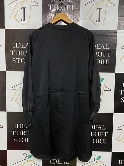 H&M |S| BUST 22| A58| BLACK V-NECK LONG-SLEEVE TECHNICAL UTILITY TUNIC DRESS