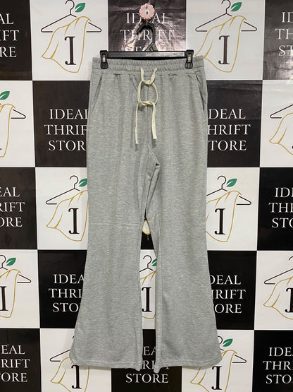 |S| WAIST 28| A57| GREY HEATHERED DRAWSTRING FLARE TECHNICAL UTILITY SWEATPANTS