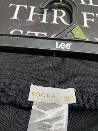 KOOKAI |XS| WAIST 24| A57| BLACK RIBBED-KNIT ELASTIC-WAIST TECHNICAL UTILITY MIDI SKIRT