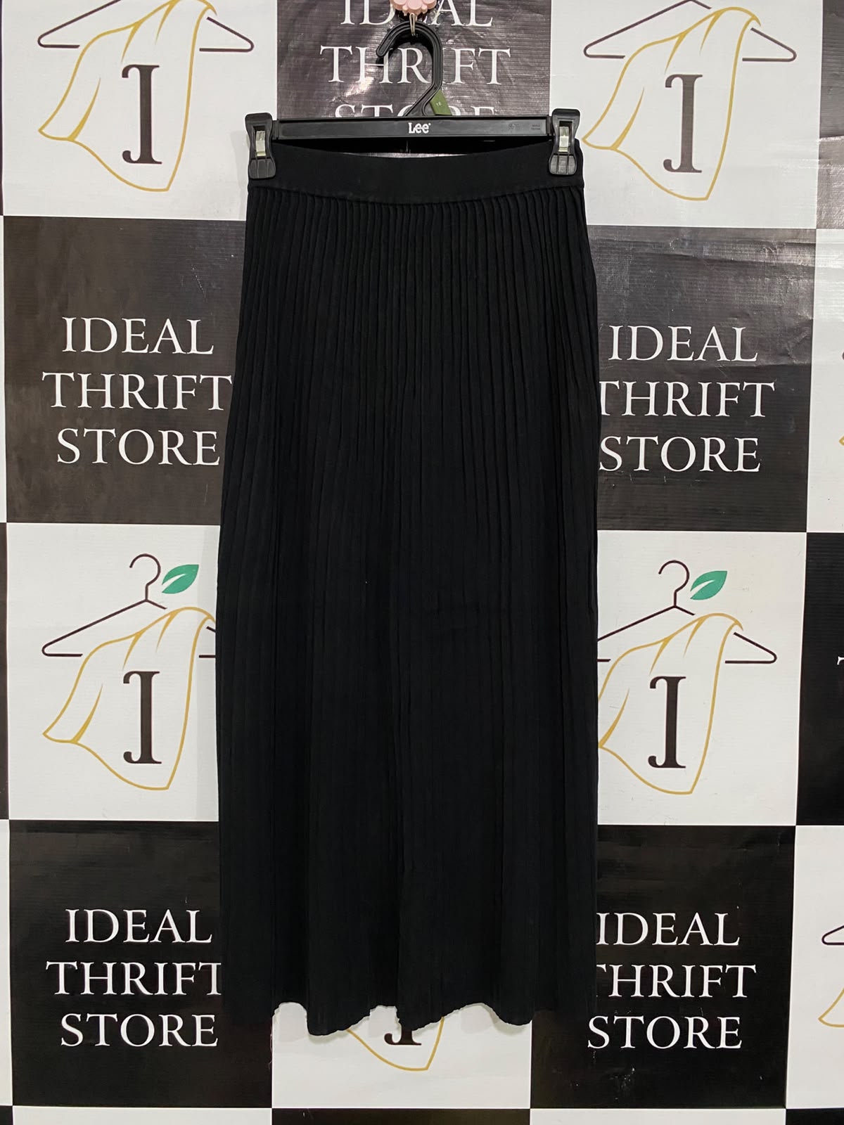 KOOKAI |XS| WAIST 24| A57| BLACK RIBBED-KNIT ELASTIC-WAIST TECHNICAL UTILITY MIDI SKIRT
