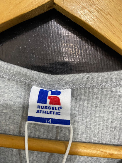 RUSSELL ATHLETIC |XS| BUST 14| A57| GREY RIBBED CREW-NECK TECHNICAL UTILITY TANK TOP