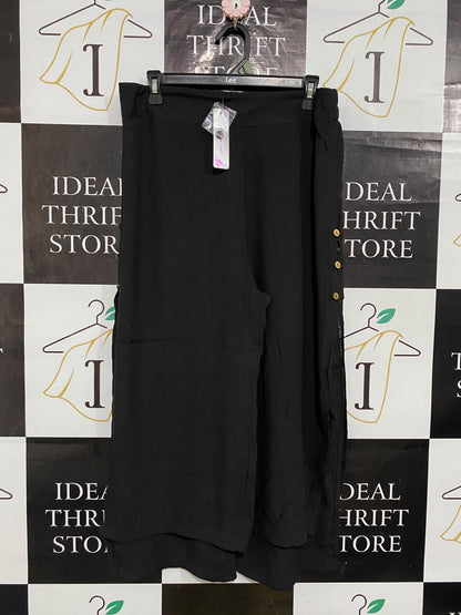 MISSY |XL| WAIST 33| A57| BLACK WIDE-LEG BUTTON-SIDE TECHNICAL UTILITY TROUSERS