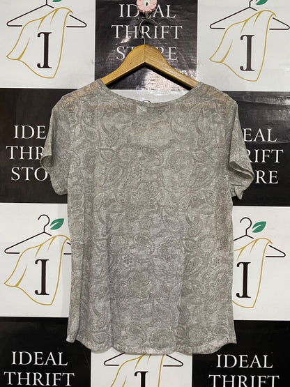 NOW |M| BUST 20| A57| TAUPE PAISLEY-PRINT SCOOP-NECK TECHNICAL UTILITY T-SHIRT