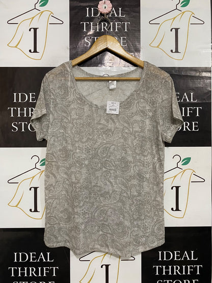 NOW |M| BUST 20| A57| TAUPE PAISLEY-PRINT SCOOP-NECK TECHNICAL UTILITY T-SHIRT