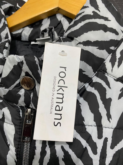 ROCKMANS |XL| WAIST 24| A57| BLACK AND WHITE ZEBRA-PRINT ZIP-UP TECHNICAL UTILITY VEST