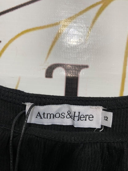 ATMOS & HERE| S| BUST 16| A57| BLACK SQUARE-NECK PUFF-SLEEVE TECHNICAL UTILITY BODYSUIT