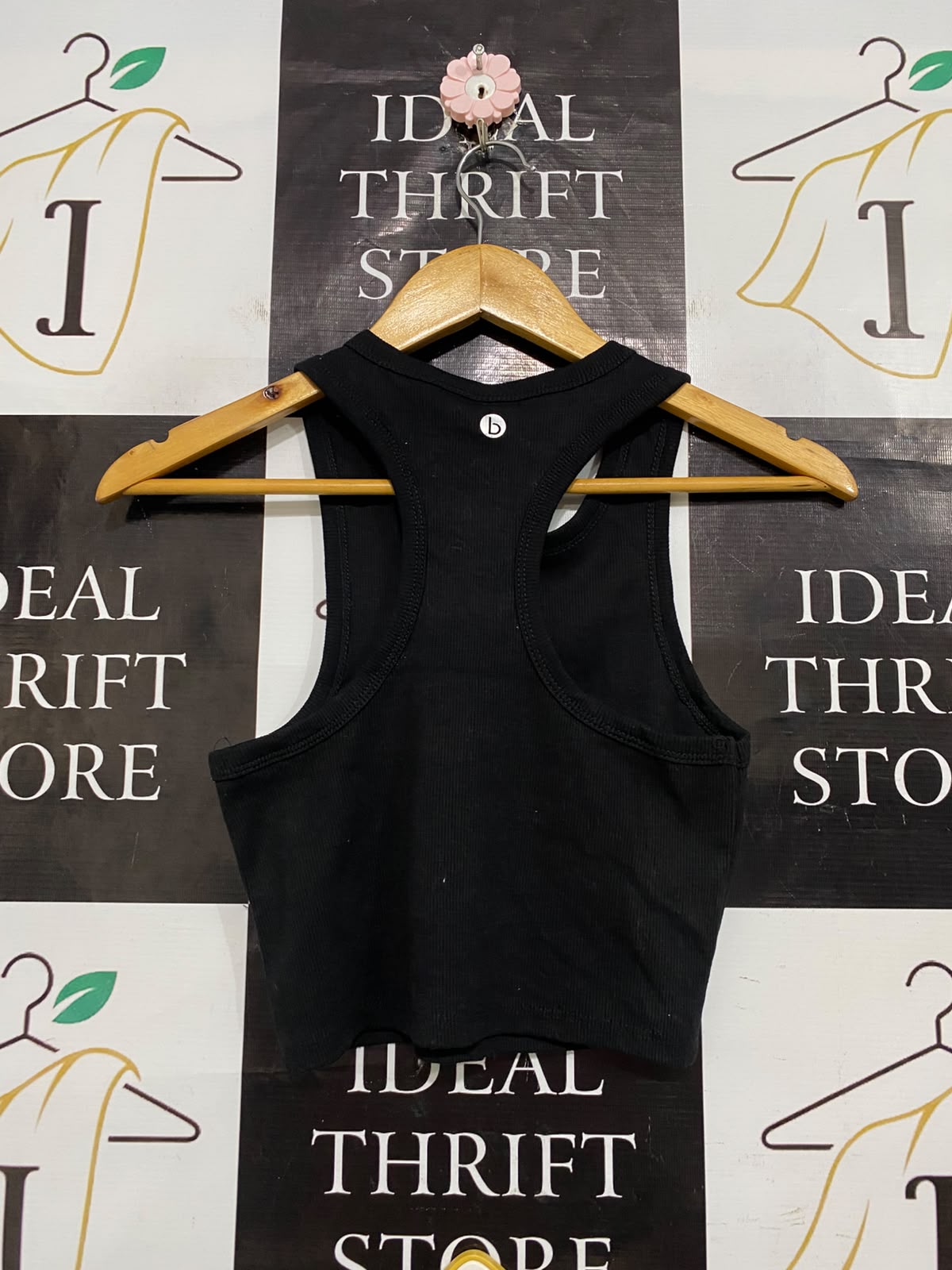 COTTON ON |S| BUST 13| A57| BLACK RIBBED CREW-NECK TECHNICAL UTILITY CROP TANK TOP