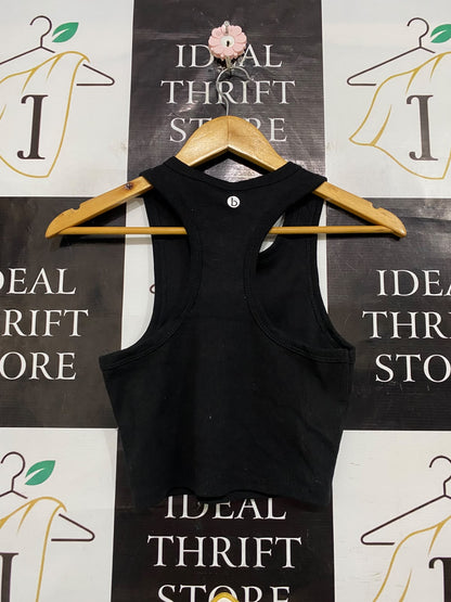 COTTON ON |S| BUST 13| A57| BLACK RIBBED CREW-NECK TECHNICAL UTILITY CROP TANK TOP