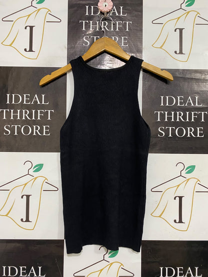 ANKO |S| BUST 14| A57| BLACK HIGH-NECK RIBBED TECHNICAL UTILITY TANK TOP
