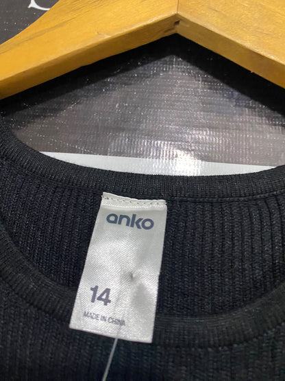 ANKO |S| BUST 14| A57| BLACK HIGH-NECK RIBBED TECHNICAL UTILITY TANK TOP