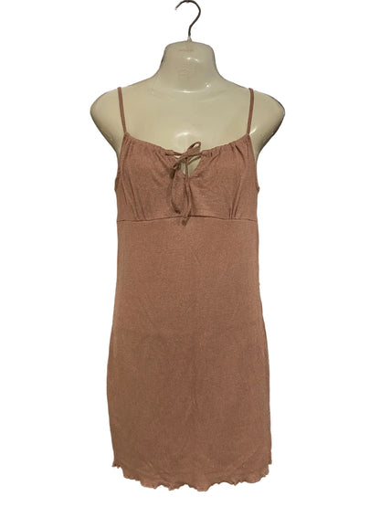 COTTON ON |S| BUST 14| A57| BROWN TIE-FRONT CAMISOLE TECHNICAL UTILITY MINI DRESS