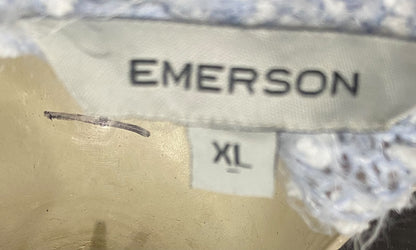 EMERSON |XL| BUST 23| A57| LIGHT BLUE AND WHITE FLUFFY-KNIT OPEN-FRONT TECHNICAL UTILITY CARDIGAN