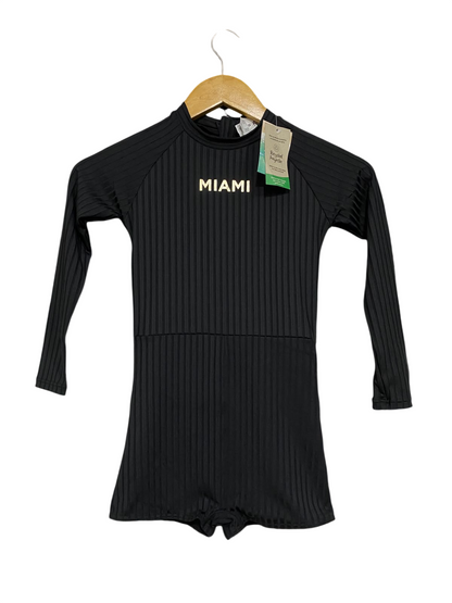 WAVE ZONE |S| BUST 12| A58| BLACK LONG-SLEEVE RIBBED TECHNICAL UTILITY PLAYSUIT