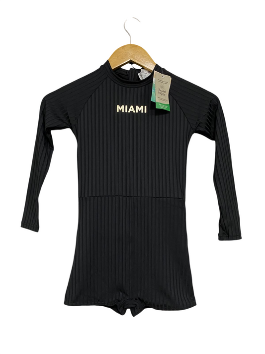 WAVE ZONE |S| BUST 12| A58| BLACK LONG-SLEEVE RIBBED TECHNICAL UTILITY PLAYSUIT