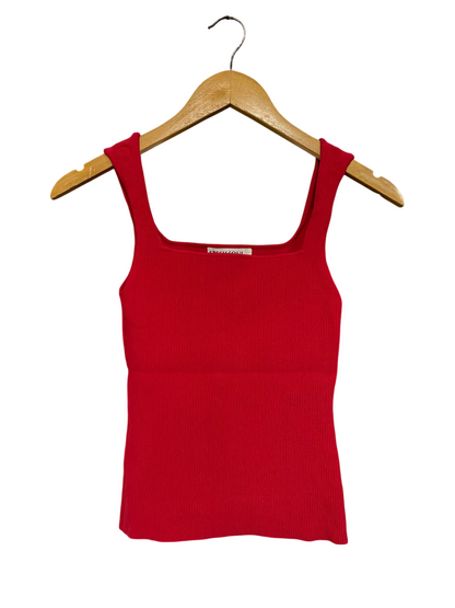 FRESH SOUL |M| BUST 11| A58| RED SQUARE-NECK RIBBED TECHNICAL UTILITY TANK TOP