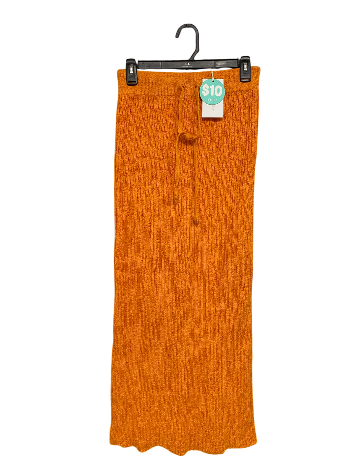 GHANDA |S| WAIST 26| A58| RUST ORANGE RIBBED DRAWSTRING TECHNICAL UTILITY MIDI SKIRT