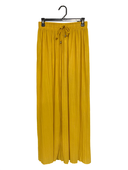 |S| WAIST 26| A58| MUSTARD YELLOW PLEATED DRAWSTRING TECHNICAL UTILITY PALAZZO PANTS