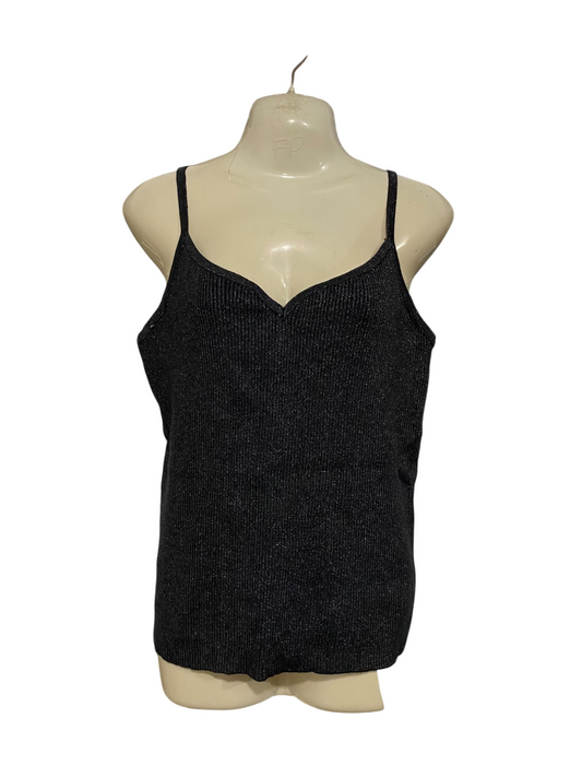 ANKO |M| BUST 18| A58| BLACK METALLIC RIBBED TECHNICAL UTILITY CAMI TOP