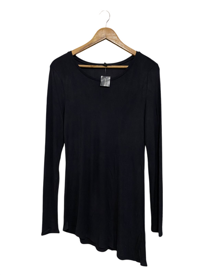 INTERNATIONAL CONCEPTS |L| BUST 16| A59| BLACK ASYMMETRIC HEM TECHNICAL UTILITY LONG-SLEEVE TOP