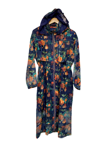 ICONIC |L| BUST 19| A59| NAVY BLUE FLORAL MESH TECHNICAL UTILITY PARKA JACKET