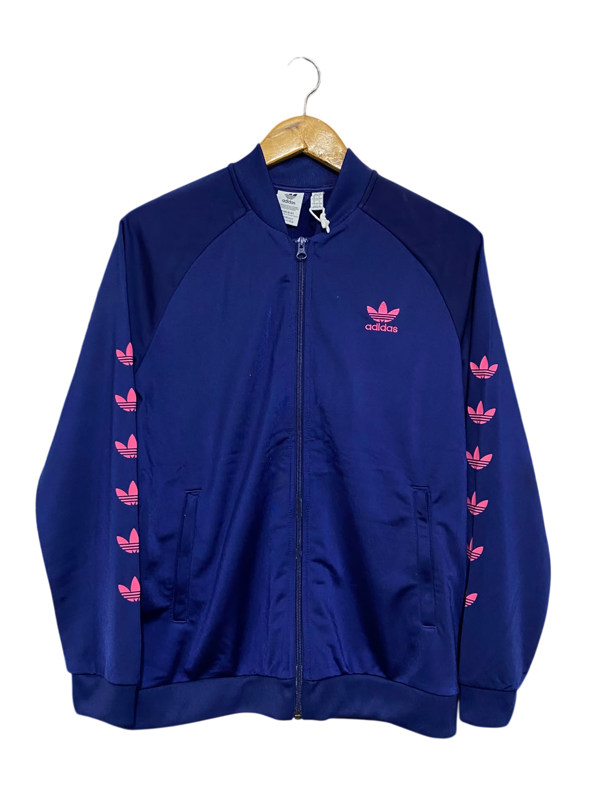 ADIDAS |XS| BUST 19| A59| BLUE & PINK LOGO-TAPE TECHNICAL UTILITY TRACK JACKET