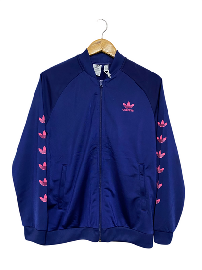 ADIDAS |XS| BUST 19| A59| BLUE & PINK LOGO-TAPE TECHNICAL UTILITY TRACK JACKET
