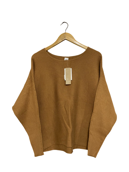 ANKO |M| BUST 25| A59| CAMEL BOATNECK RIBBED TECHNICAL UTILITY OVERSIZED SWEATER
