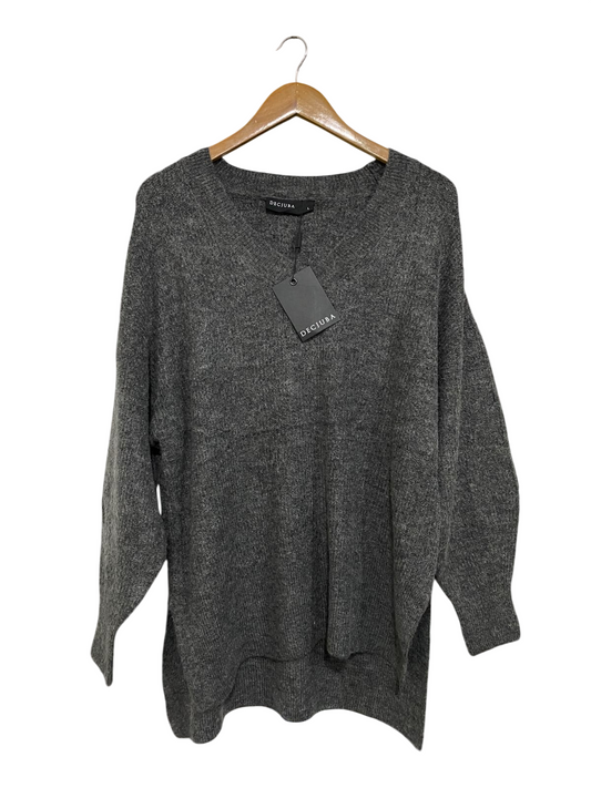 DECJUBA |L| BUST 23| A59| CHARCOAL GREY V-NECK TECHNICAL UTILITY OVERSIZED SWEATER